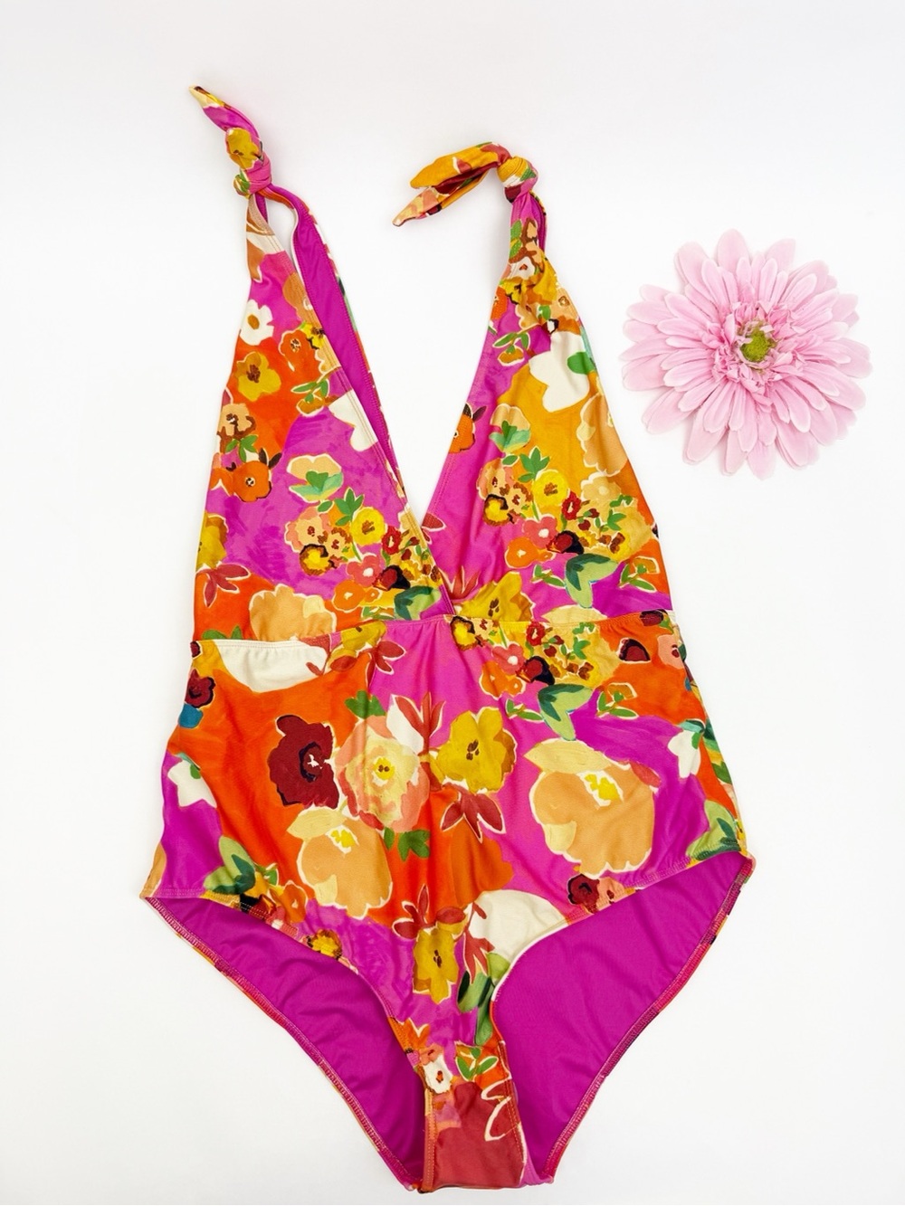 Sezane X Yse Paraiso Swimsuit One-Piece Clayfloral Print Bathing Suit Beach Pool - Picture 2 of 13